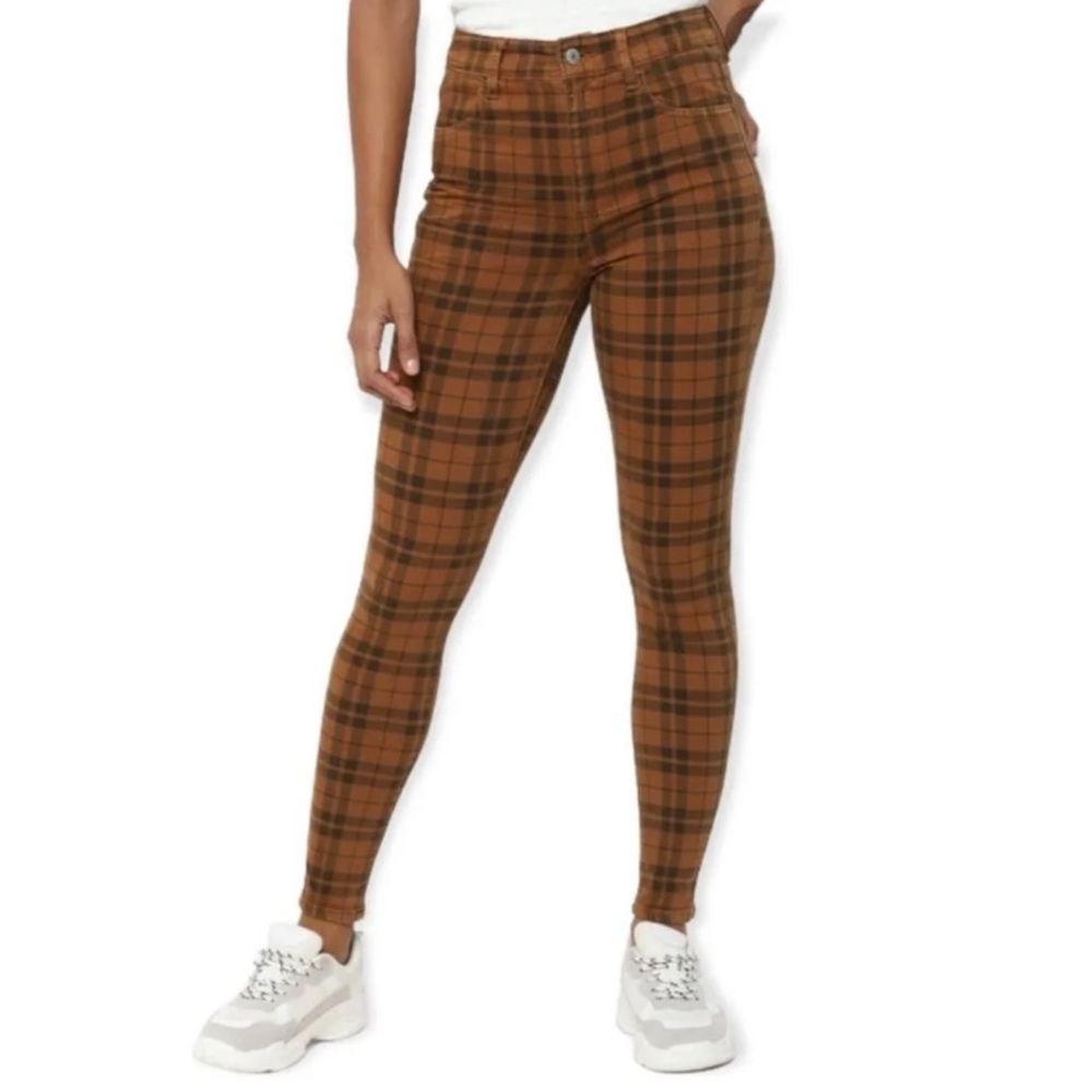 American Eagle Plaid Stretch Skinny Jeans